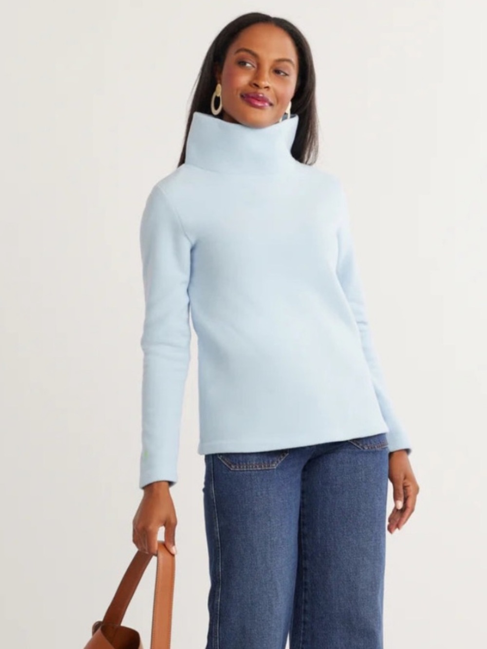 NEW NWT Dudley Stephens Greenpoint Turtleneck in Terry Fleece Ice Blue Small - Picture 3 of 11